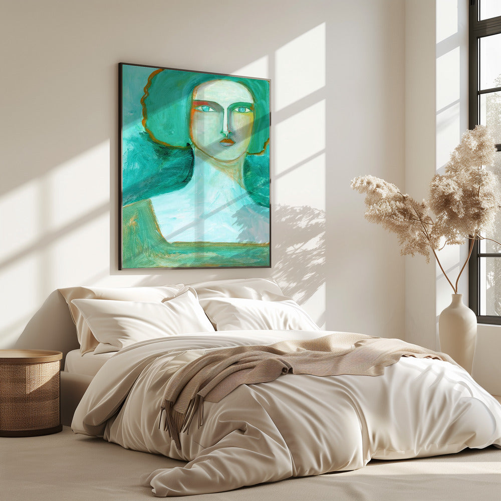 Grünes Mädchen träumt vom Meer | Poster