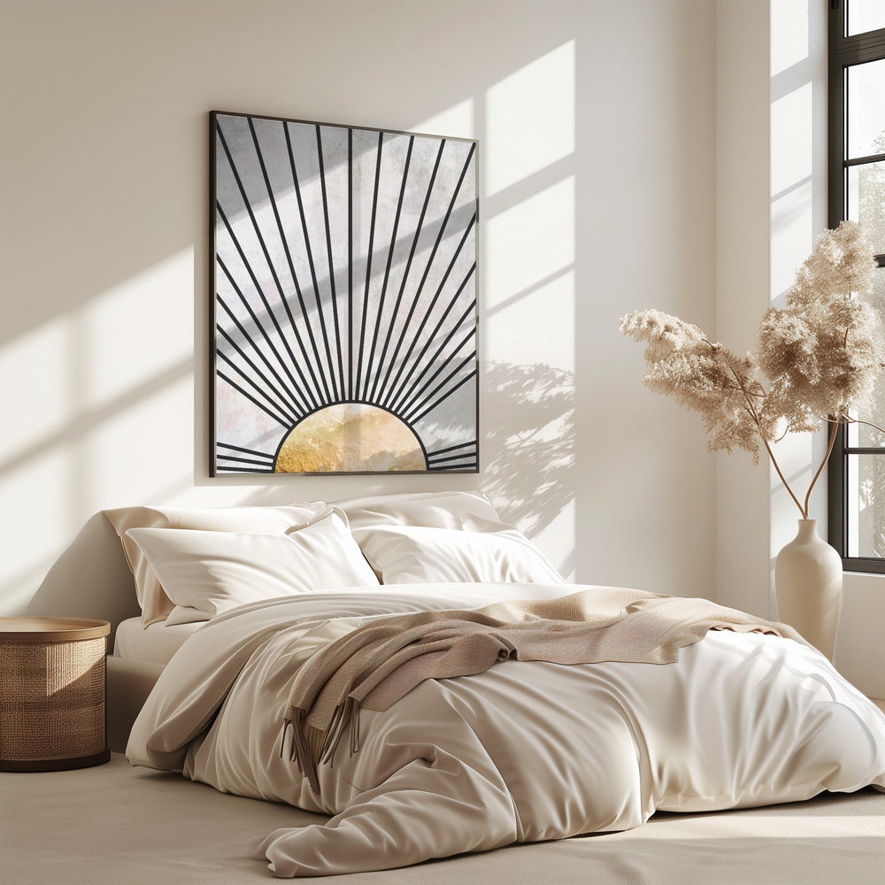 Schwarzgoldene aufgehende Sonne | Poster