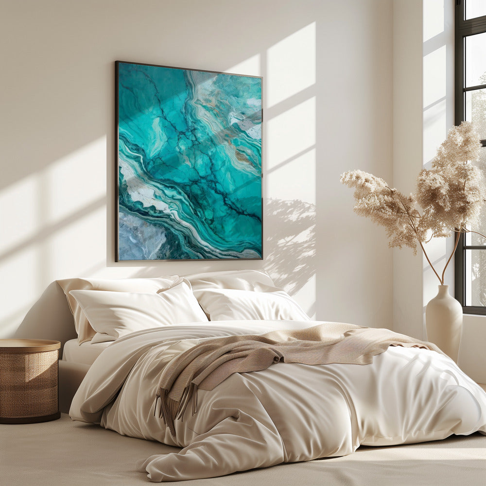 Abstract Patterns With Swirling Turquoise | Poster
