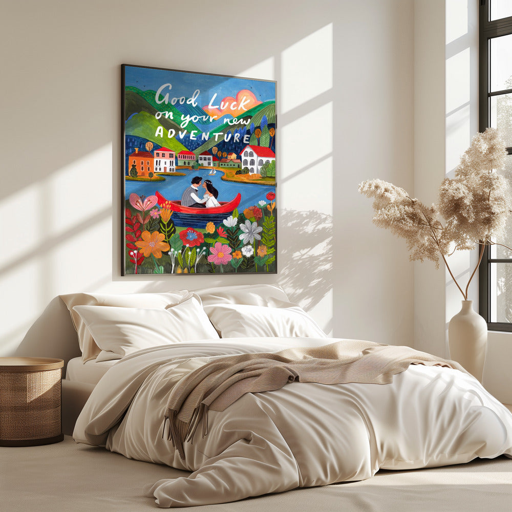 Just Married Couple in a boat | Poster