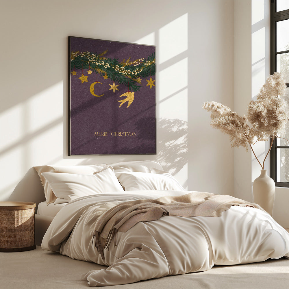 Christmas vintage toys on Christmas tree branches | Poster