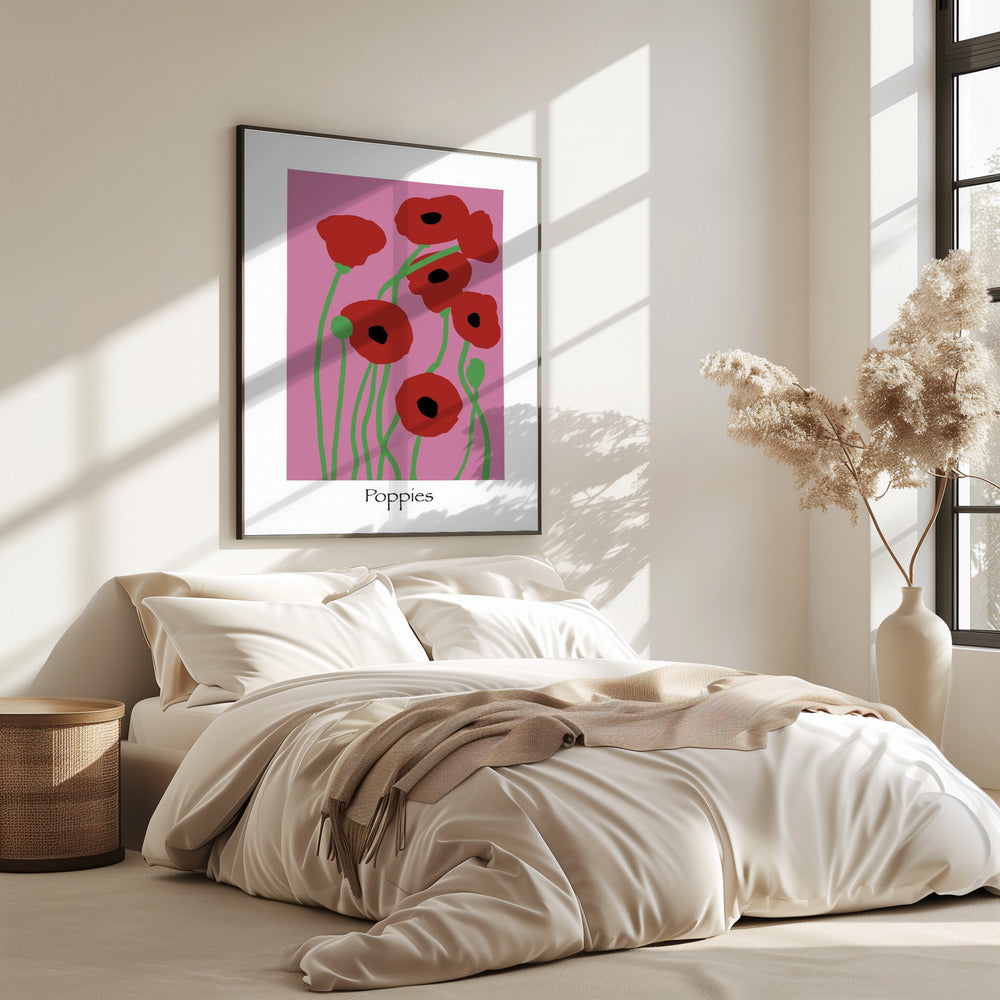 Mohnblumen rosa und rot | Poster