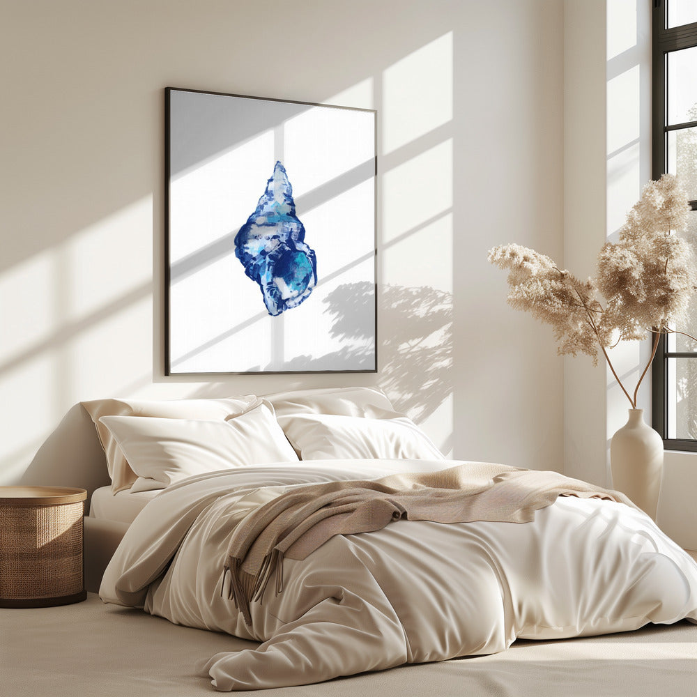 Blaue Muschel auf weißem Hintergrund Nr. 2 | Poster