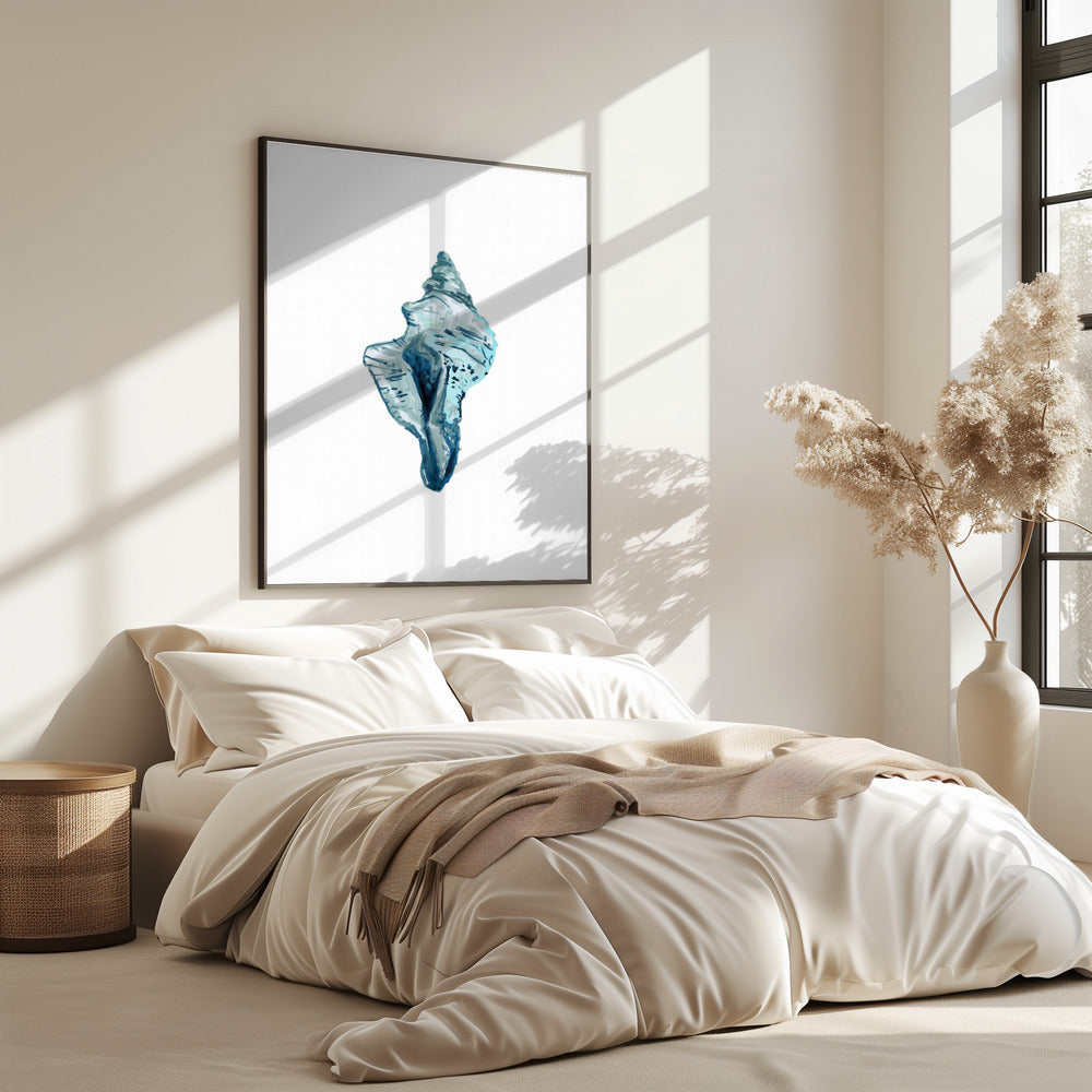 Blaue Muschel auf weißem Hintergrund Nr. 4 | Poster
