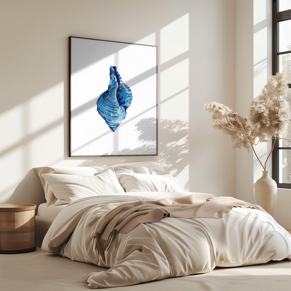 Blue Seashell On White Background No3 | Poster