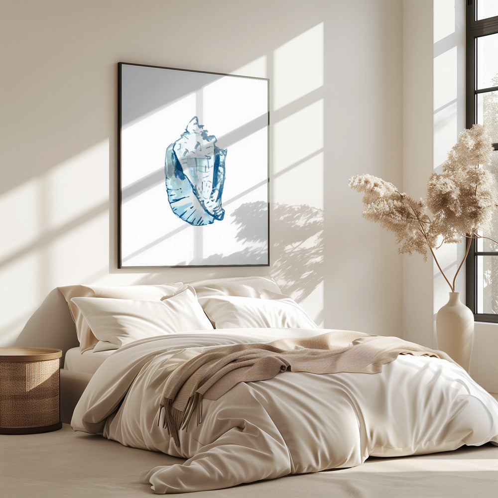 Blaue Muschel auf weißem Hintergrund Nr. 6 | Poster