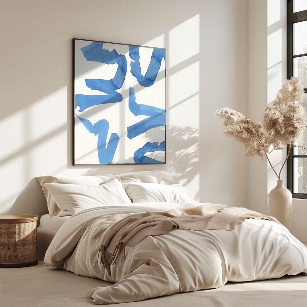Abstract Blue Brushstrokes Art Print No2 | Poster