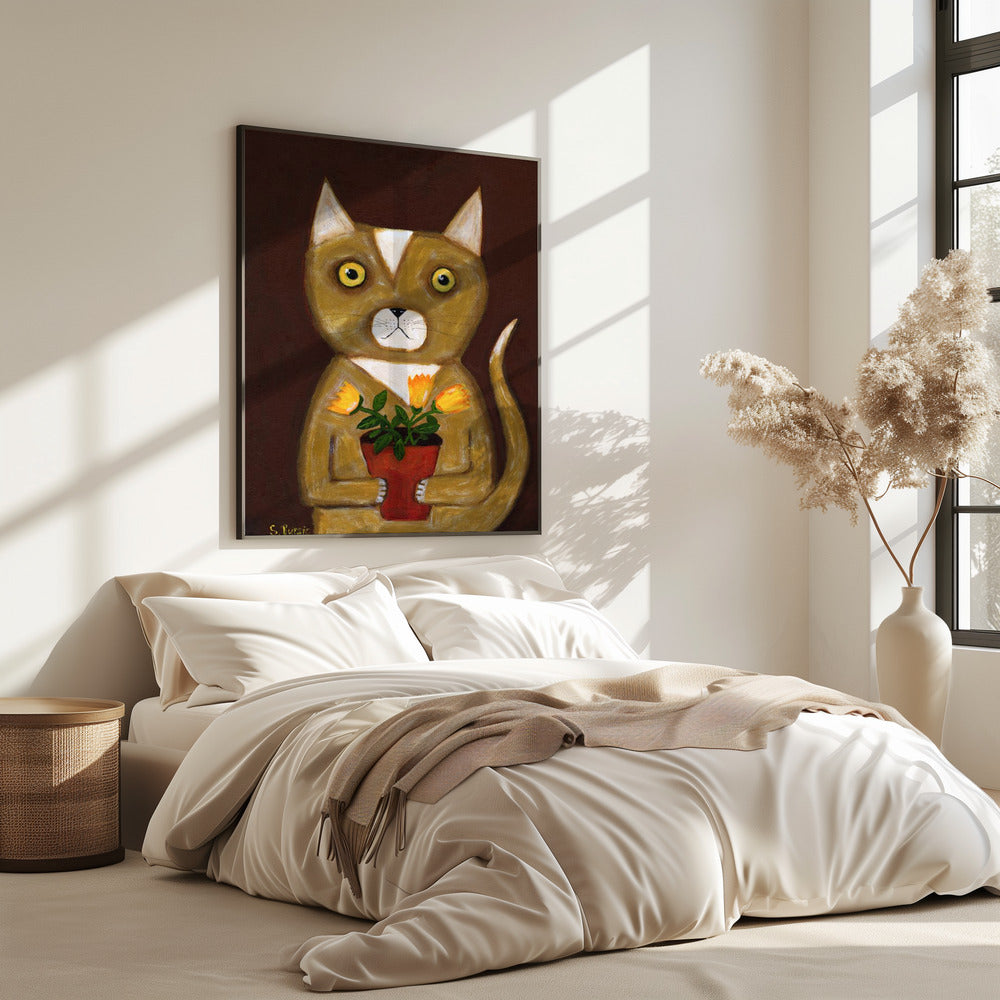 Topfpflanze Katze | Poster