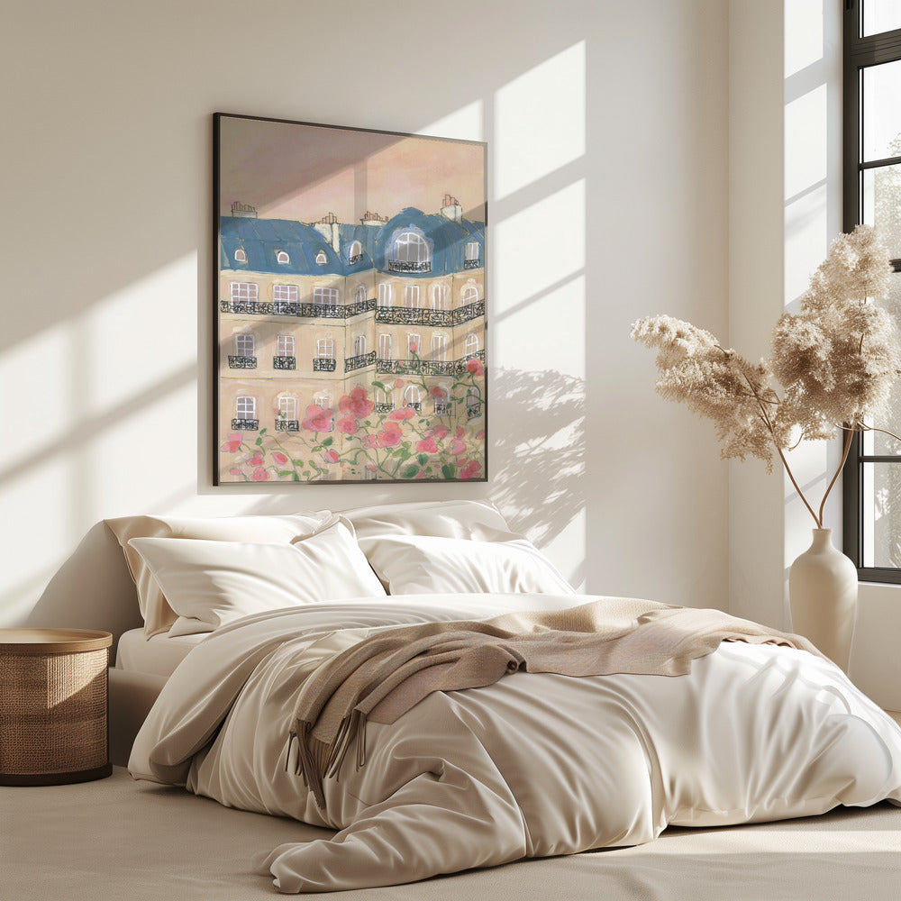 Sonnenuntergang über Pariser Gebäuden | Poster