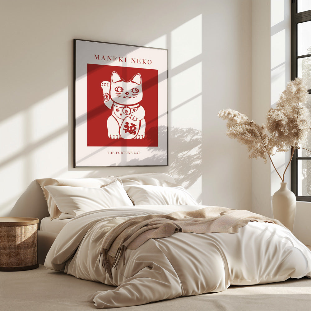 Maneki-Neko Cat Red | Poster