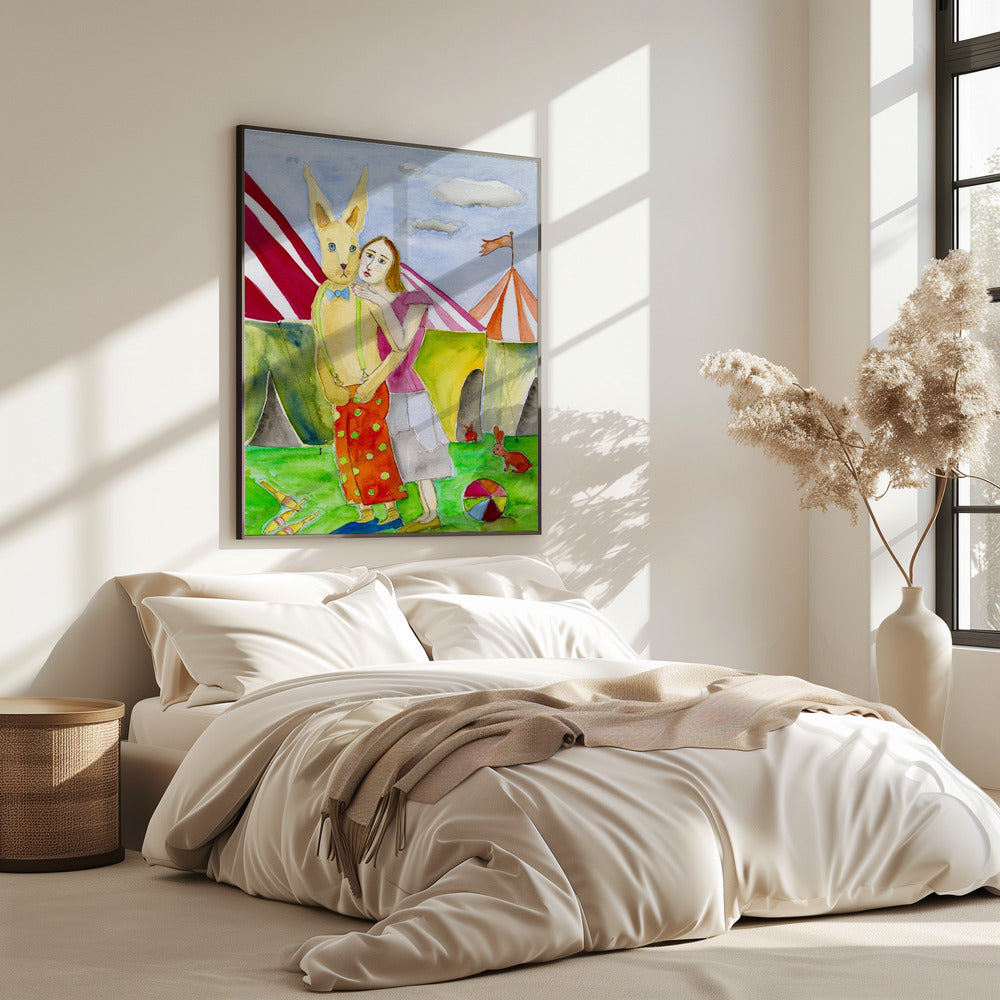 Zirkusartisten mit Kaninchen | Poster
