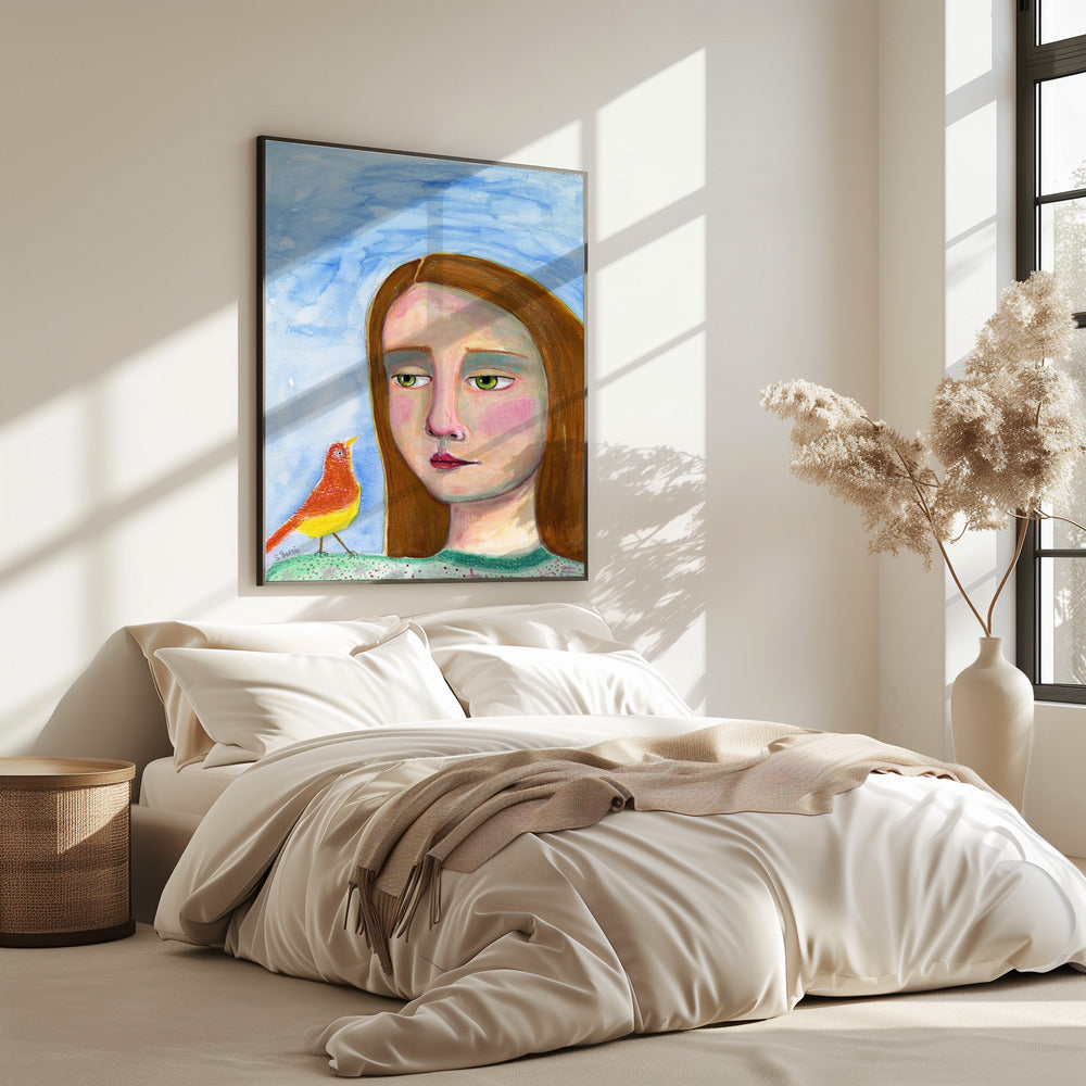 Dame mit kleinem Vogel | Poster
