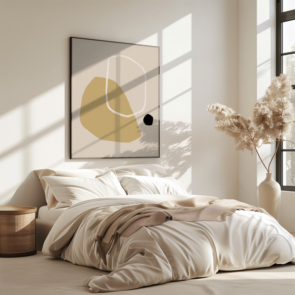 Beige und schwarze geometrische Formen | Poster