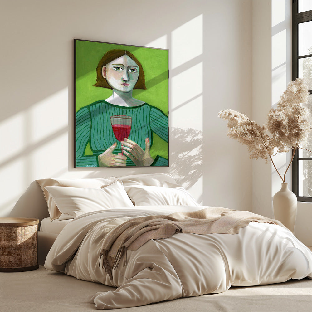 Dame mit Rotwein | Poster