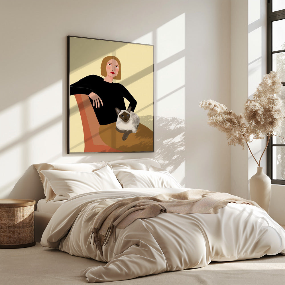 Dame mit Katze | Poster
