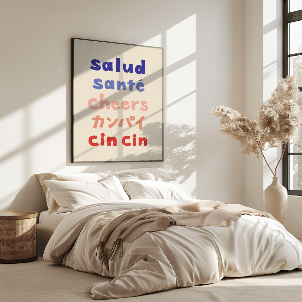 Prost Typografie - Salud Santé Prost Kanpai Cin cin | Poster