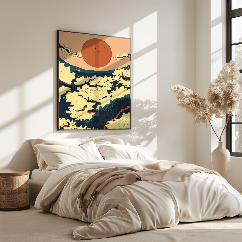 Abstrakter japanischer Sonnenuntergang | Poster