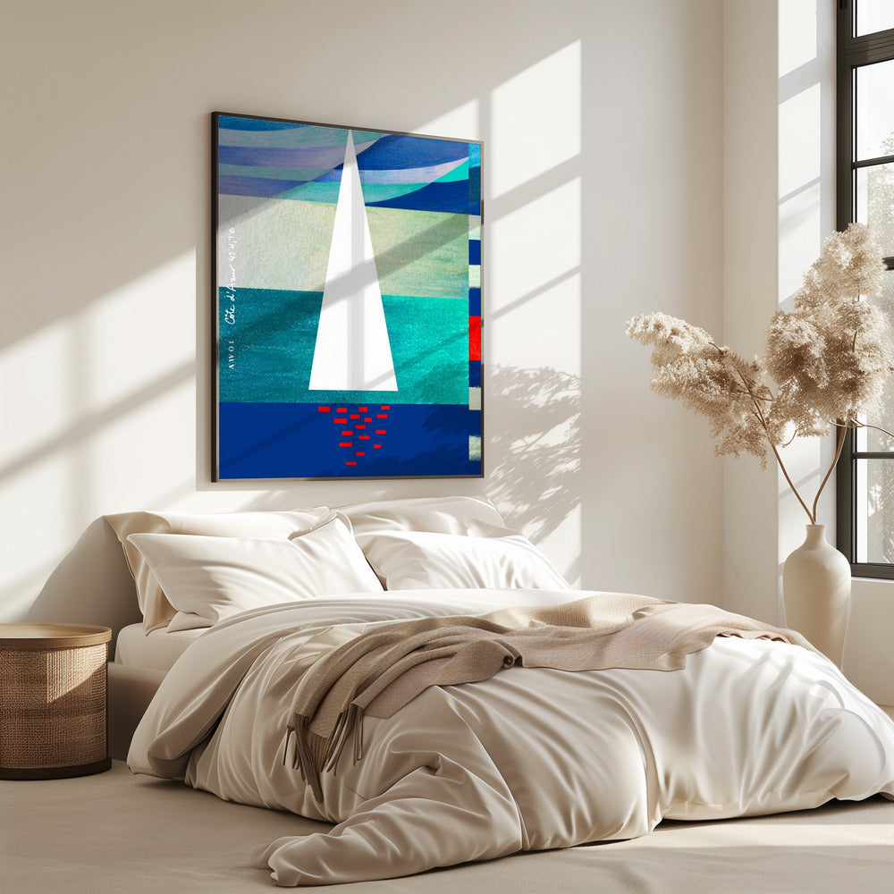 Abstract Sailboat On The French Riviera, Colourful Côte d'Azur Art Print | Poster