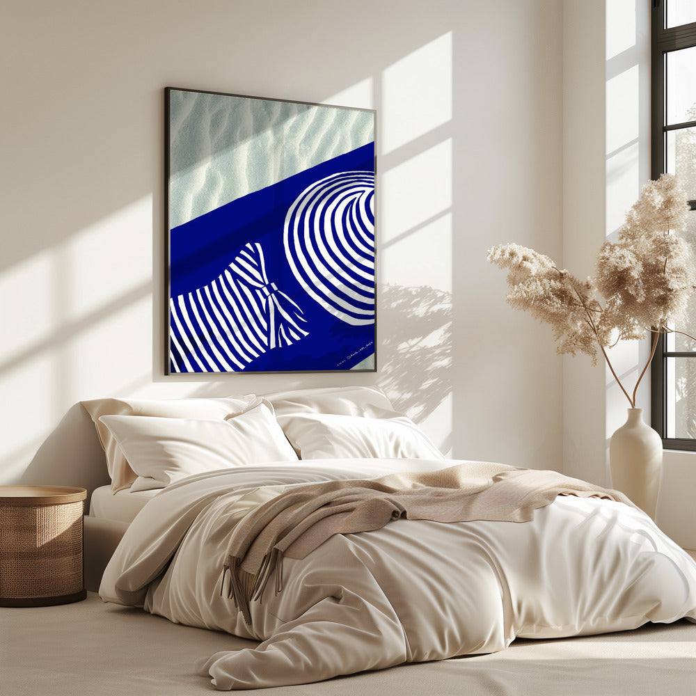 Strand-Wandkunst, Sonnenbaden am Mittelmeer, Kunstdruck | Poster