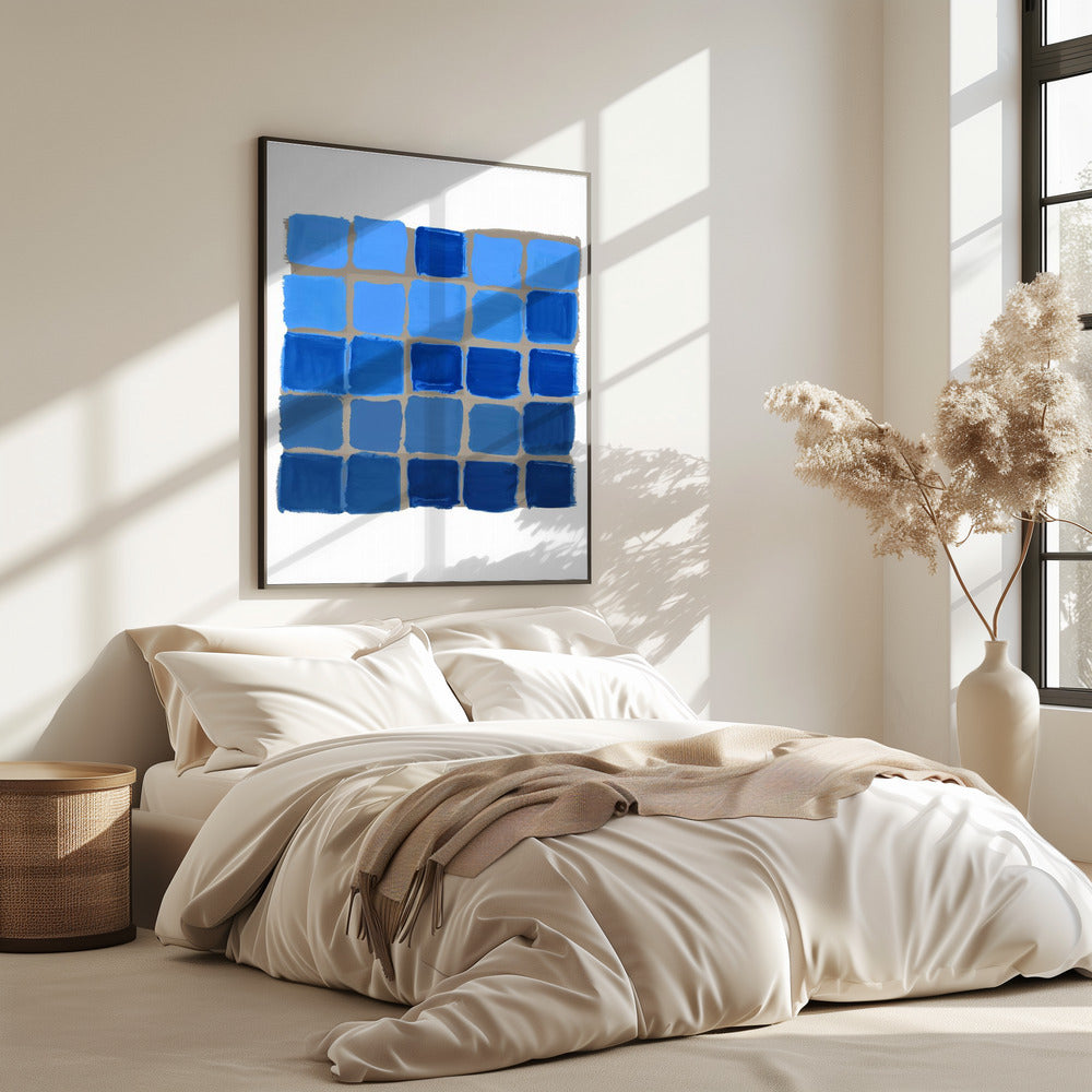 Blau kariertes Quadrat Poster