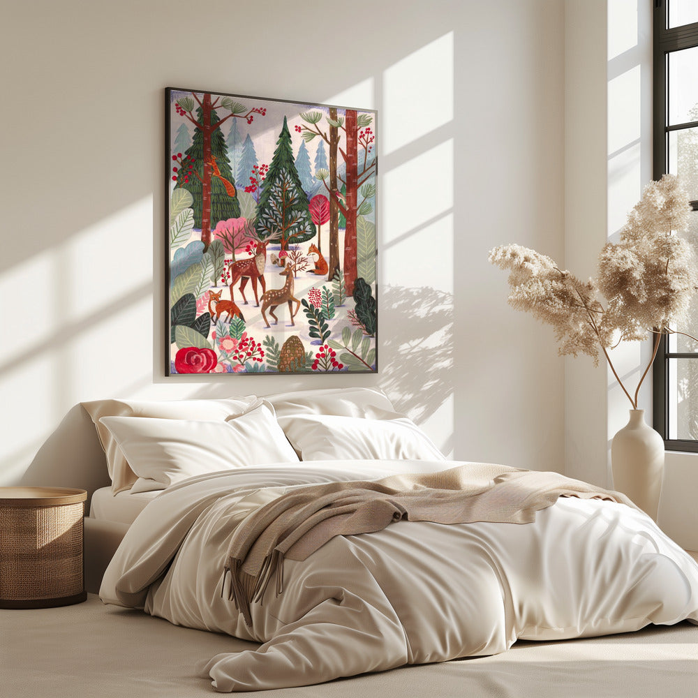 Animals in winter forest | Poster