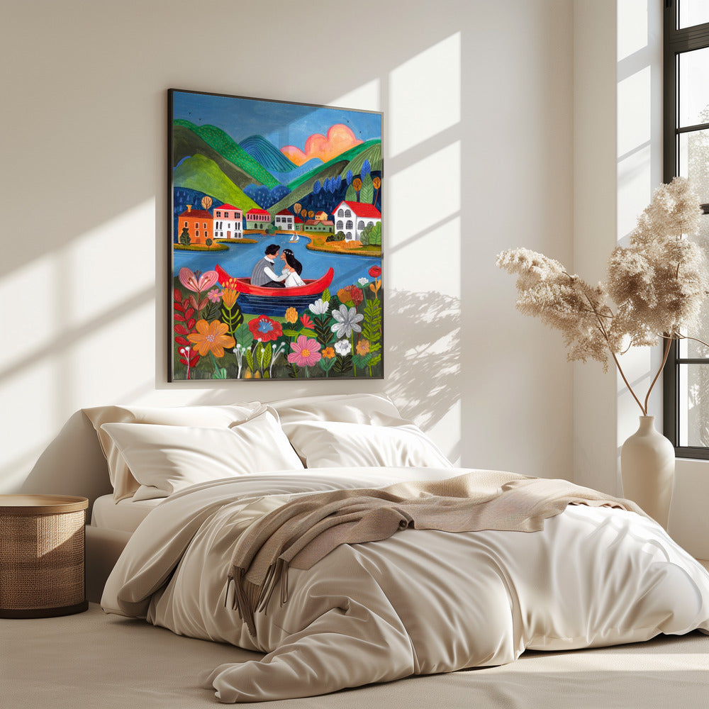 Just Married Couple in a boat | Poster