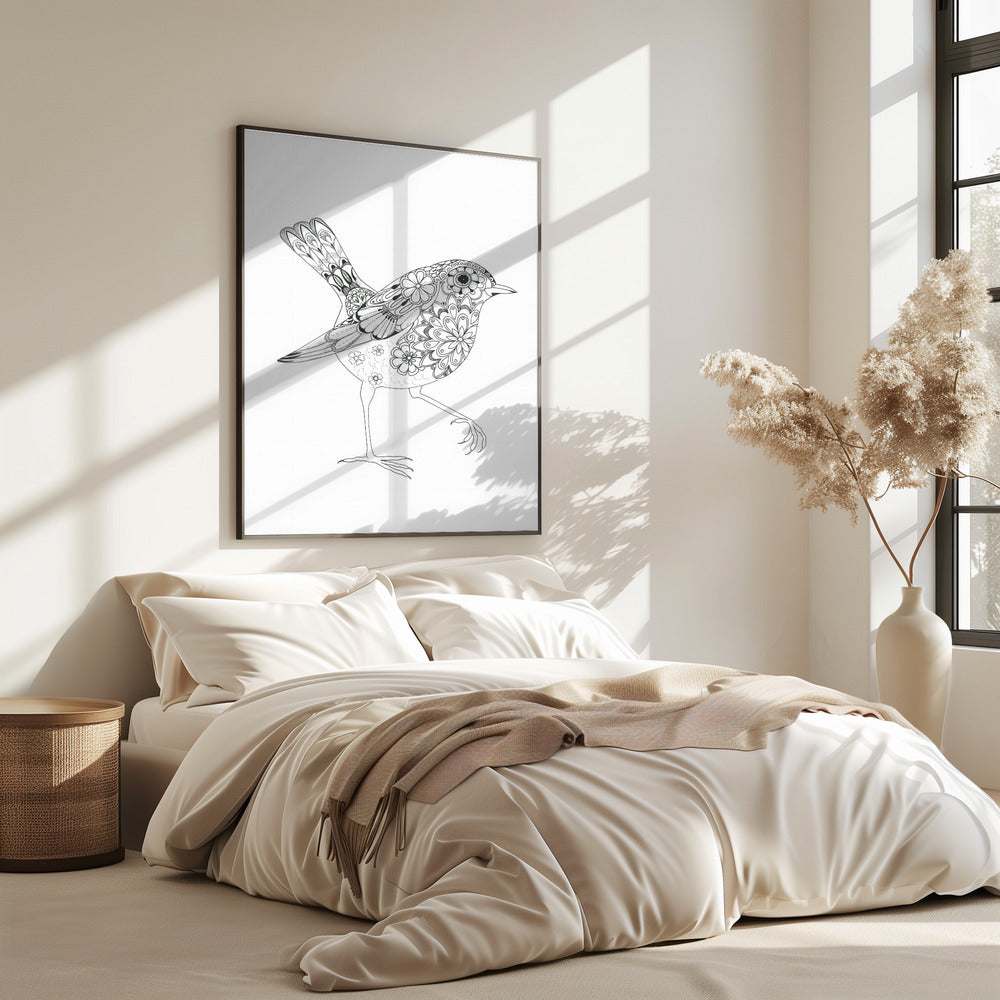 Flowered Bird Robin | Poster
