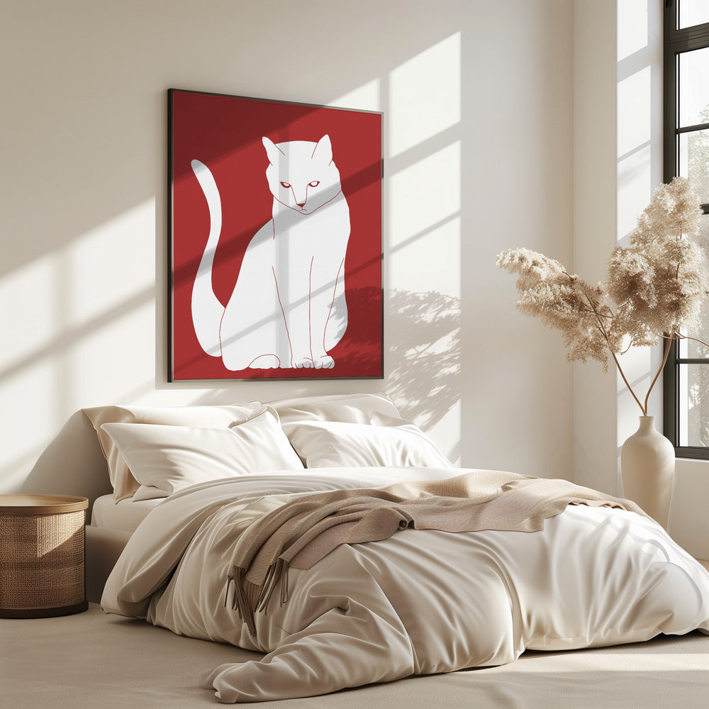Weiße und rote Katze | Poster