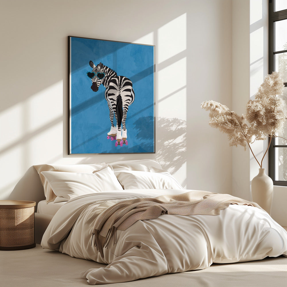 Rollschuh-Zebra blau | Poster