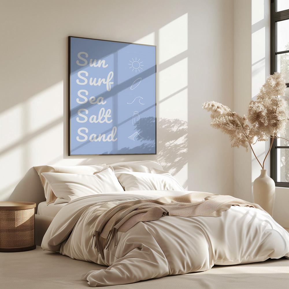 Sonne, Brandung, Meersalz, Sand, Hellblau | Poster