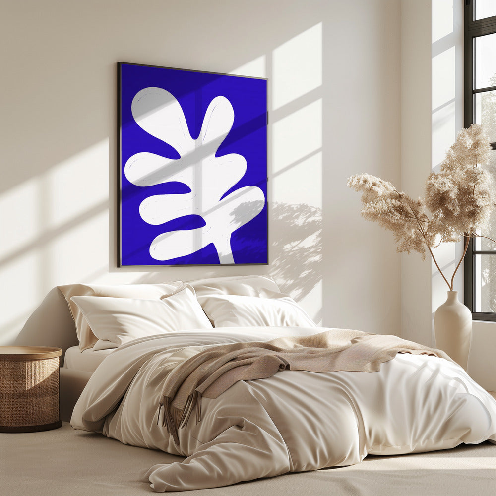 Blatt auf blauer Leinwand | Poster