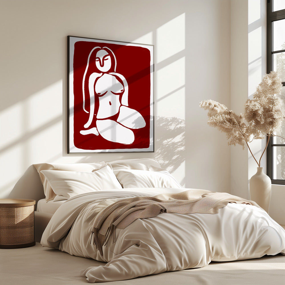 Stylized Nude Figure in a Seated Pose | Poster