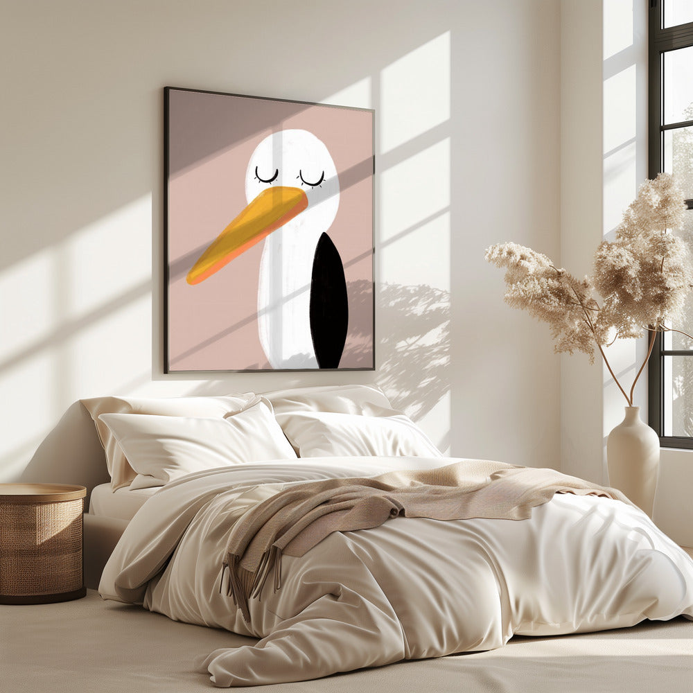 Friedlicher Storch mit geschlossenen Augen | Poster