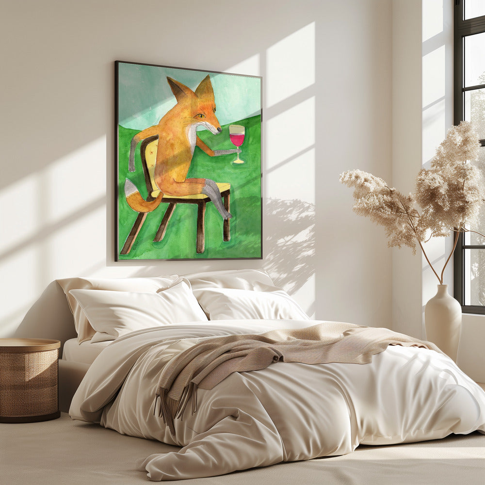 Herr Fuchs trinkt Rotwein | Poster