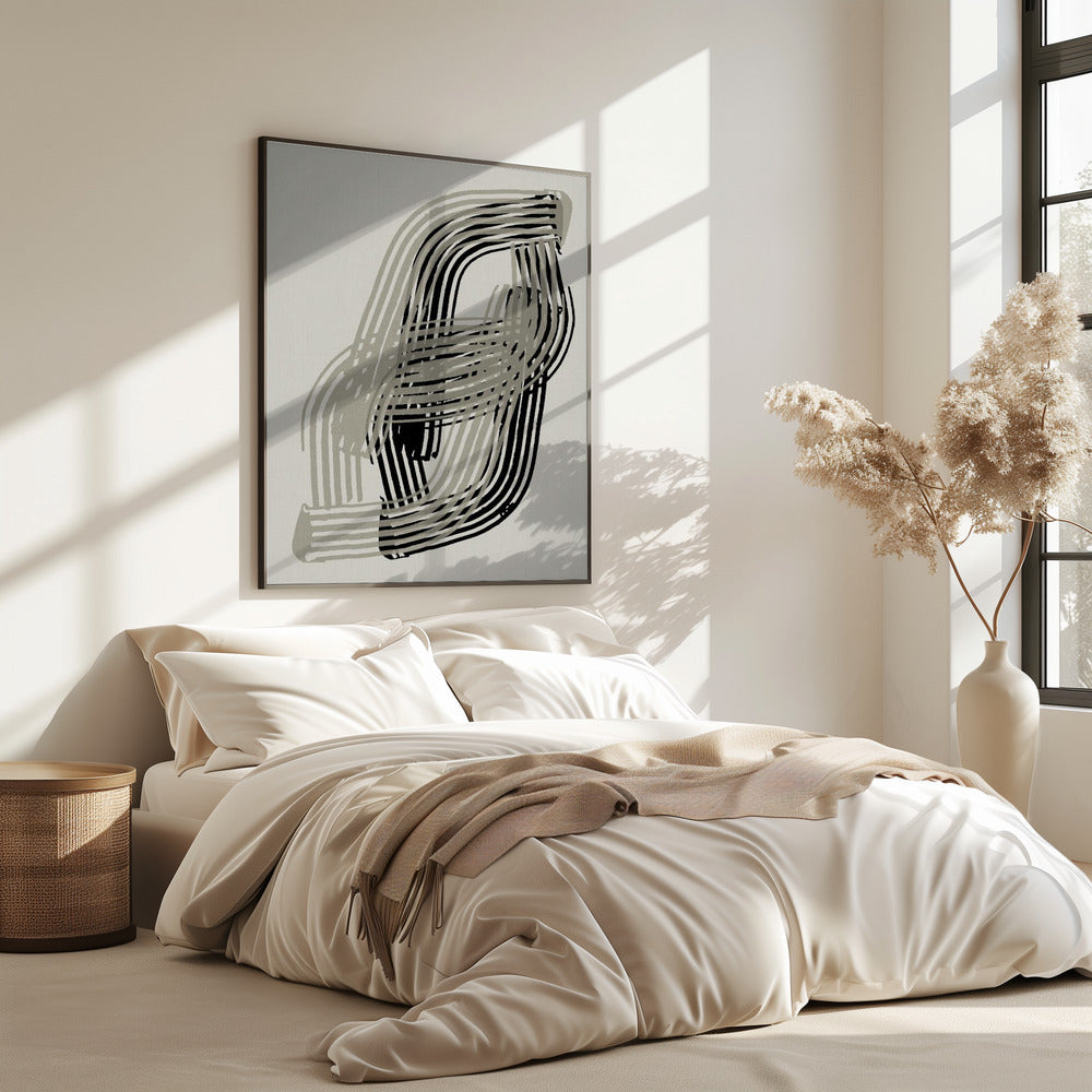 Abstrakte Kurven in Grau und Schwarz | Poster