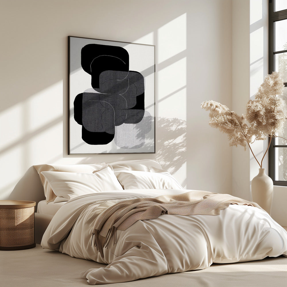Abstrakte Formen in Schwarz, Grau und Weiß | Poster