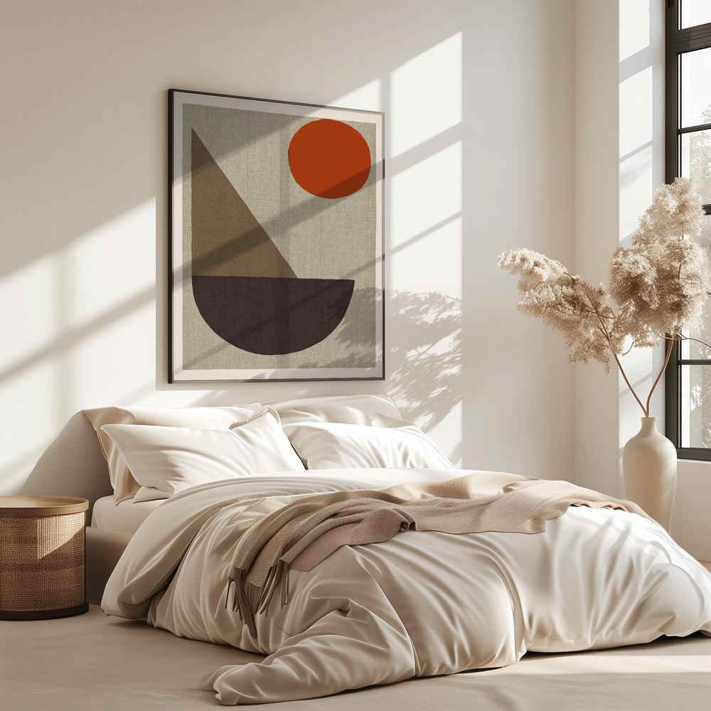 Abstract Shapes in Earth Tones with Red Circle | Poster