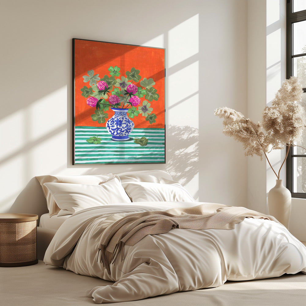 Clovers and Pink Blossoms | Poster