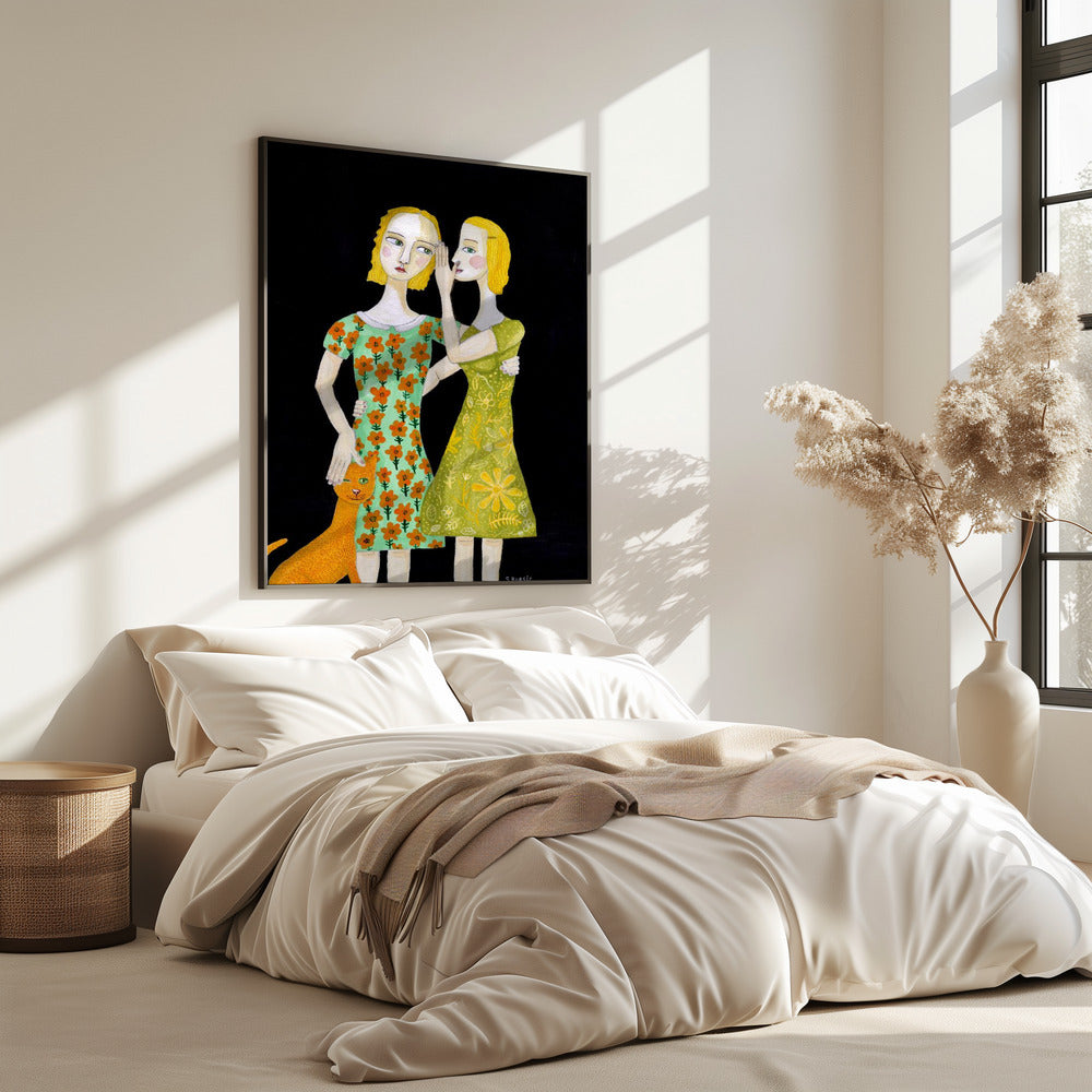 Beste Freunde mit ihrer roten Katze | Poster