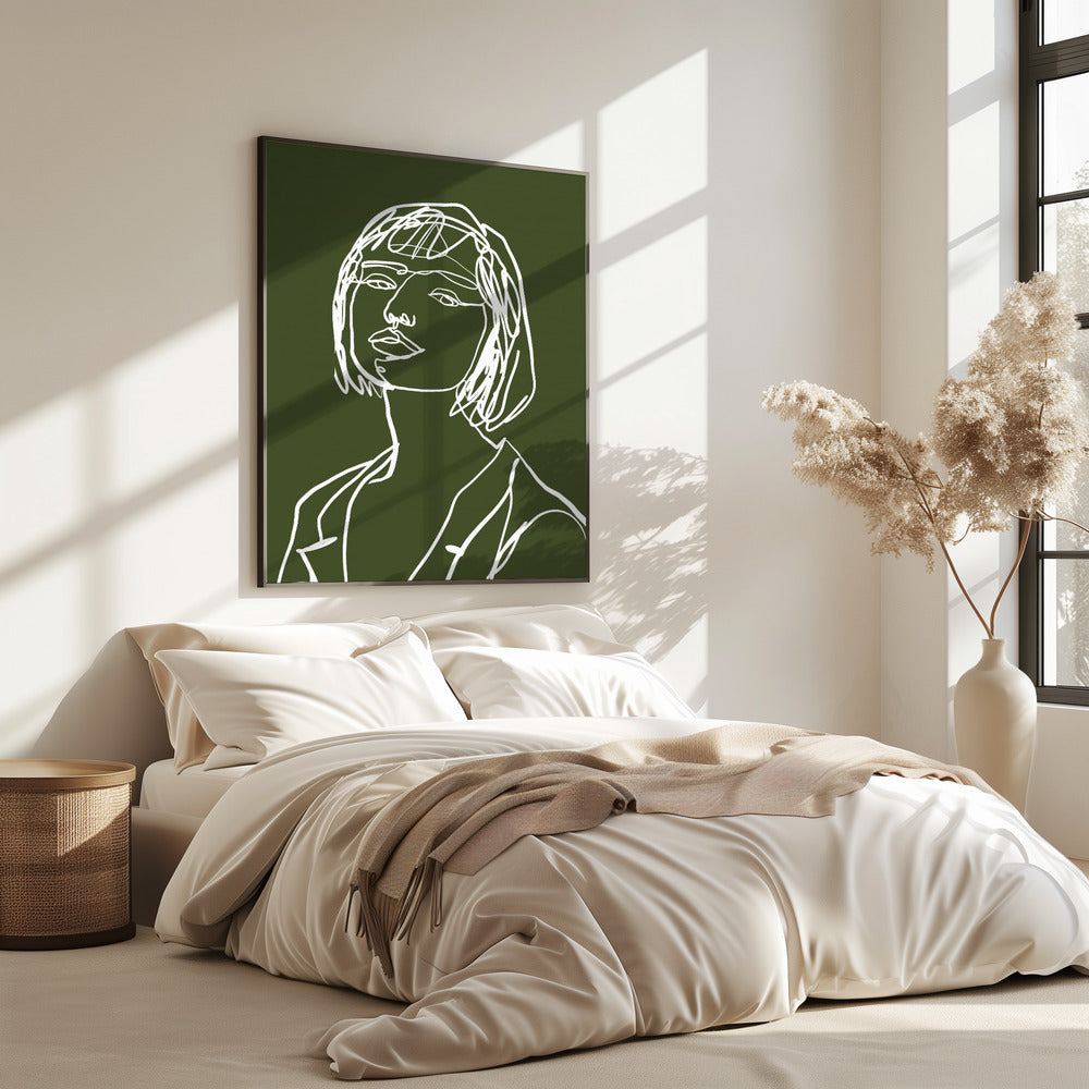 Line art female green | Poster