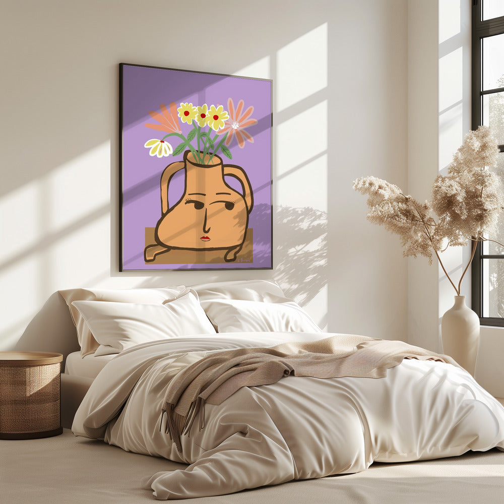 Dame in Vase mit Blumen | Poster