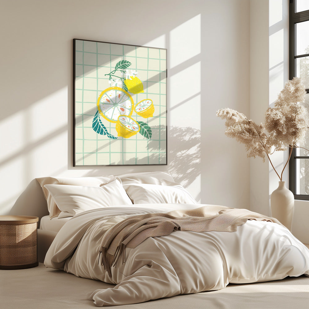 Zitronenscheibe mit Blättern | Poster