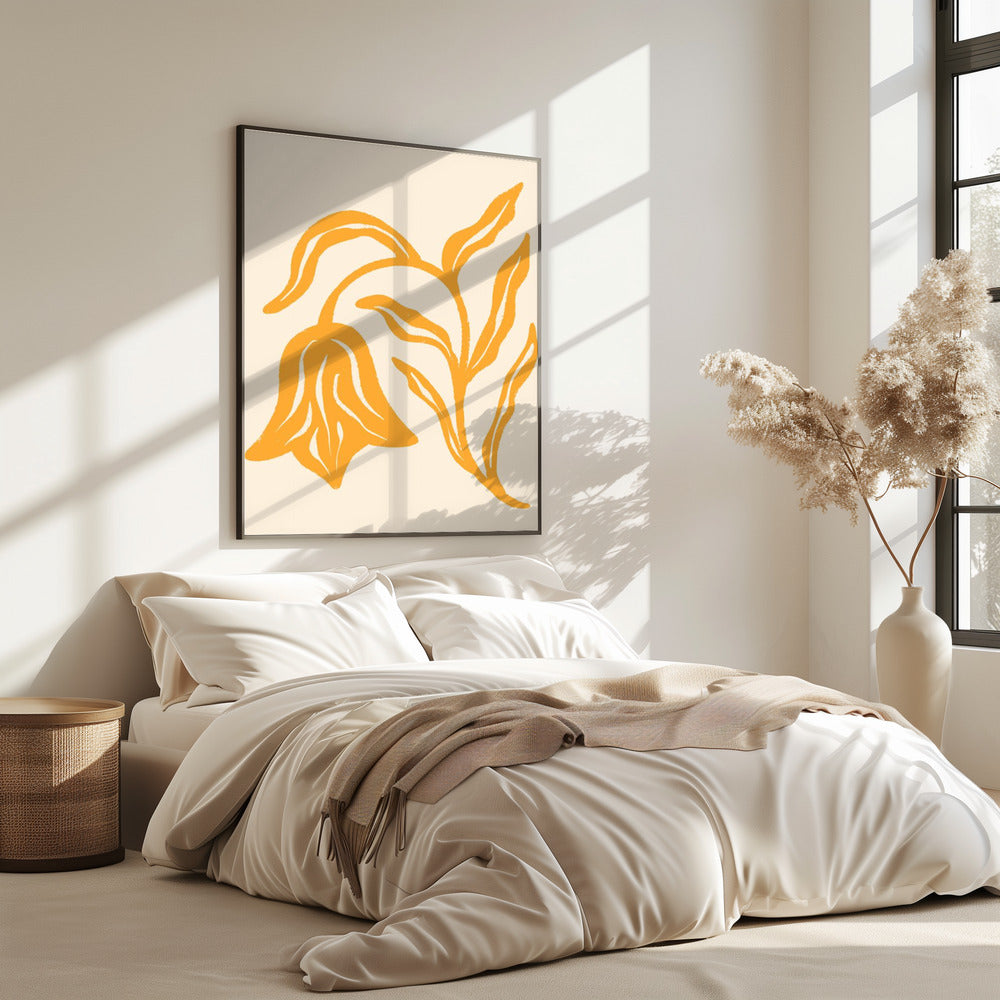Goldene Blütensilhouette | Poster