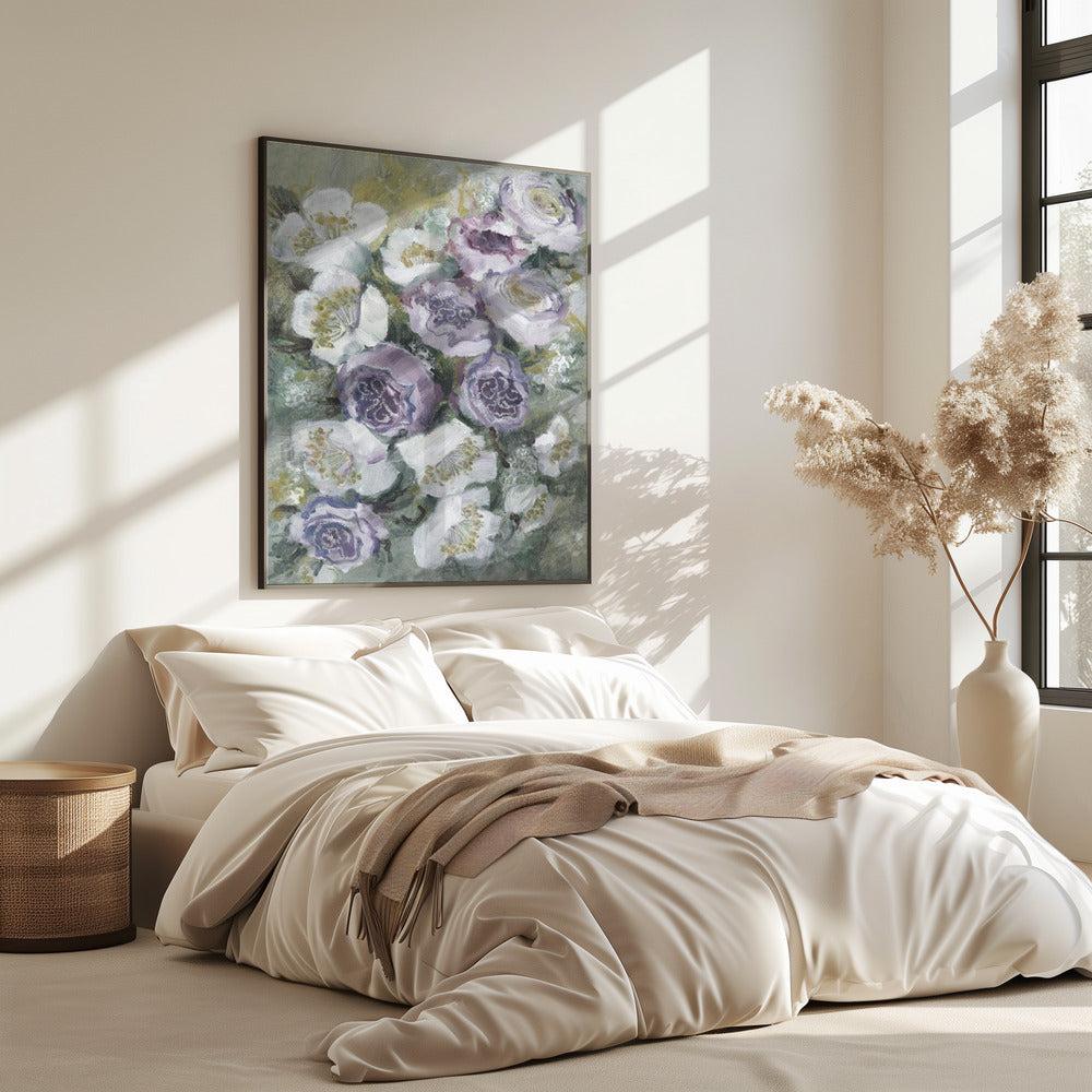 Zarte lila und weiße Blumen | Poster