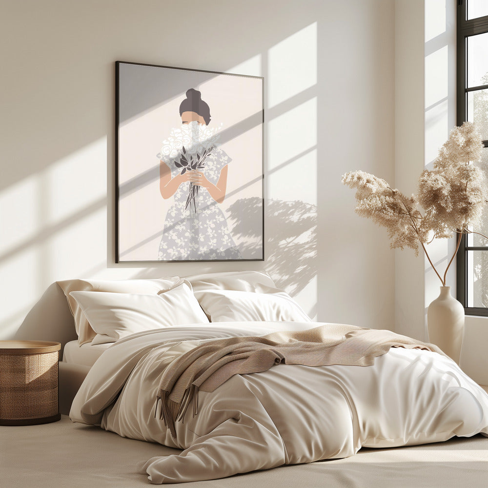 Mädchen mit Blumenstrauß | Poster