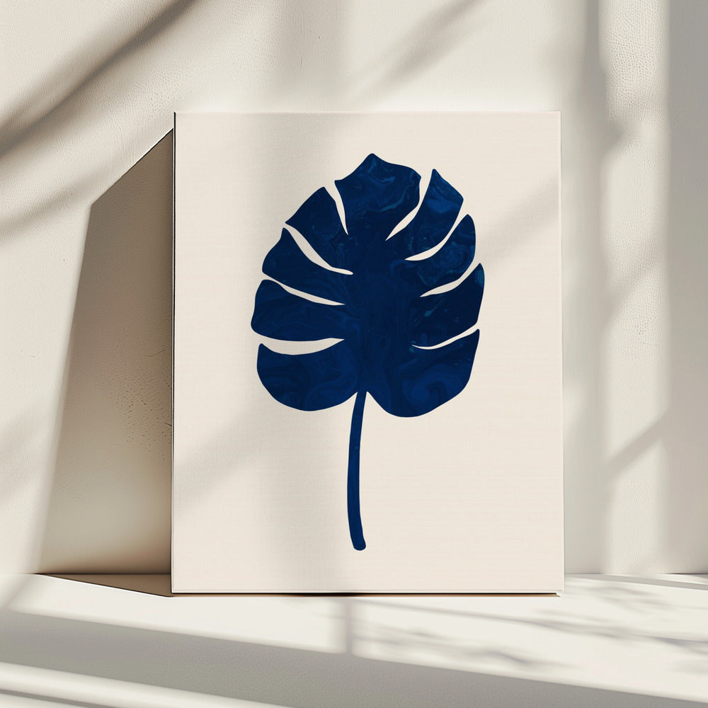 Monstera Marmor Blau | Leinwand