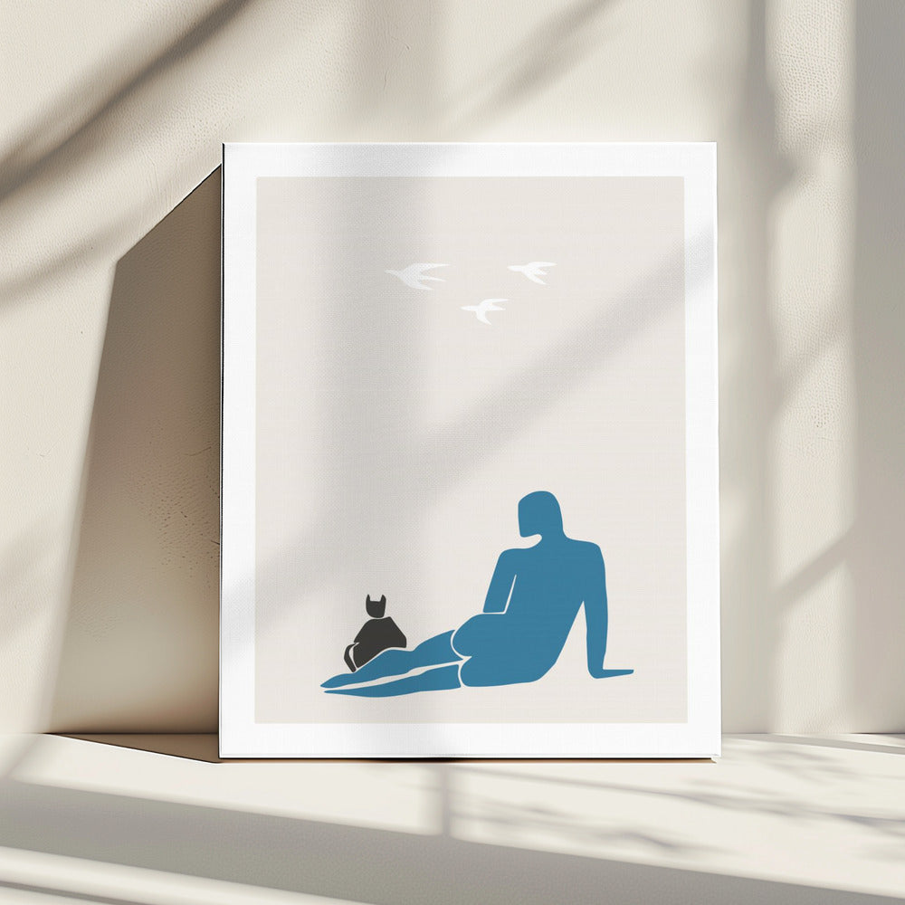 Woman and Cat | Canvas