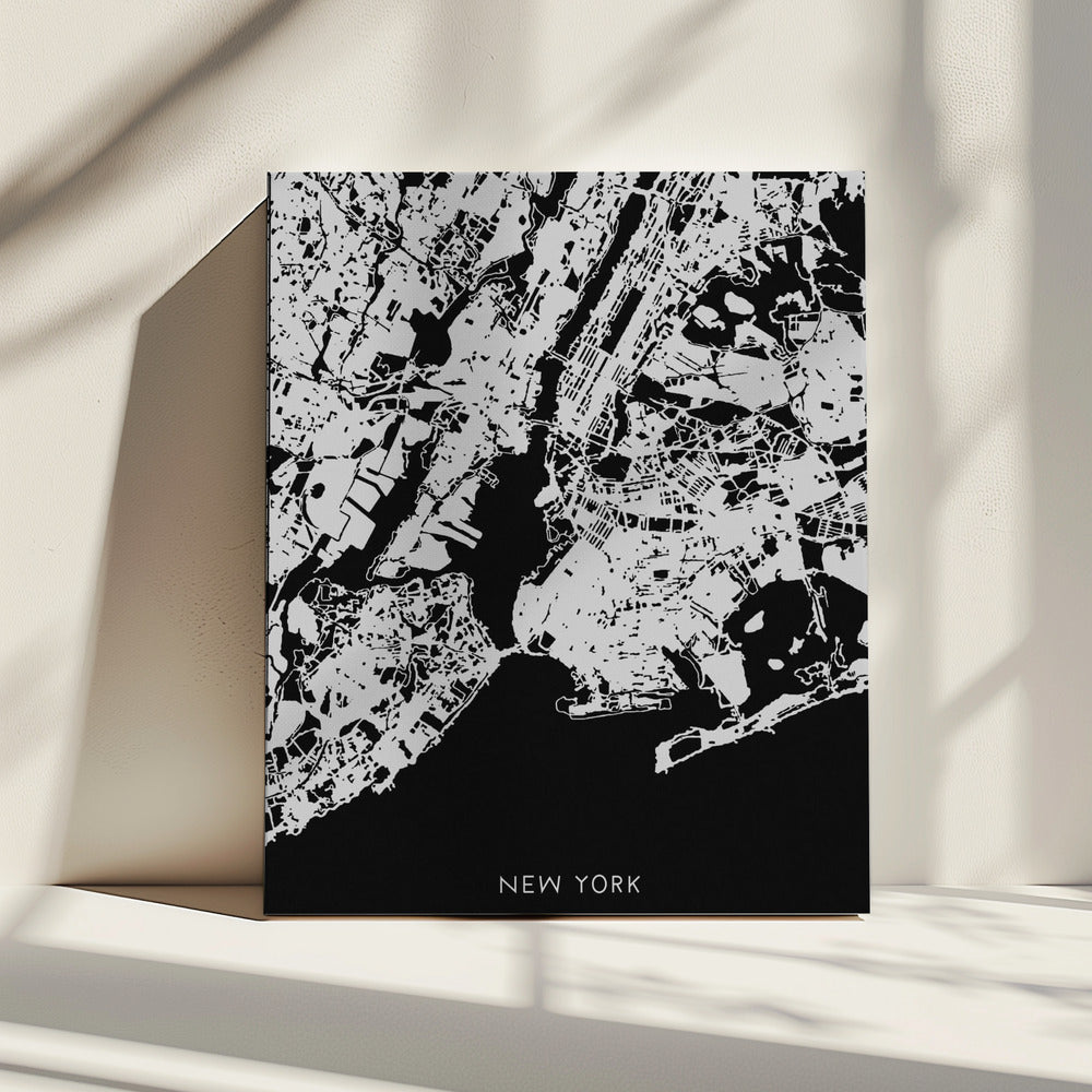 Karte_New York_002_schwarz | Leinwand