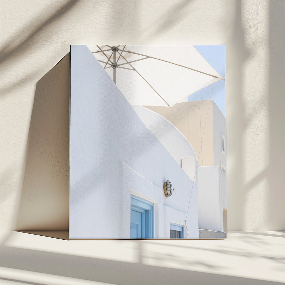 Sonnenschutz und blaue Türen | Leinwand