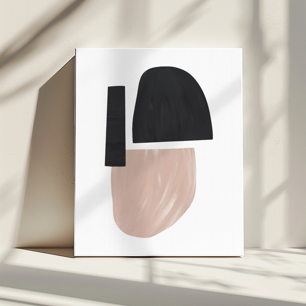 Abstrakte Formen in Schwarz und Beige | Leinwand